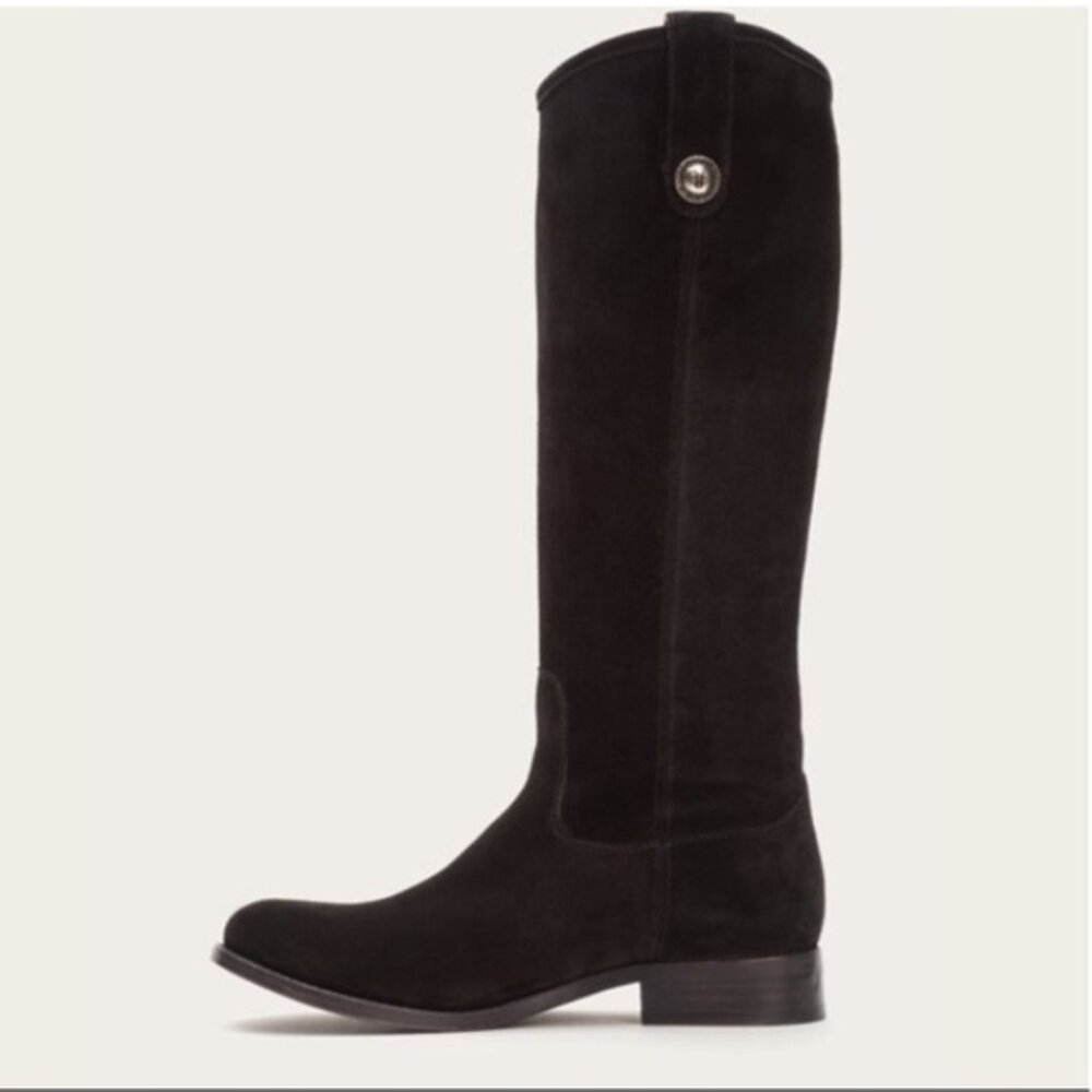 Frye Melissa Button Women's Black Suede Leather Riding Boot-Sz 9